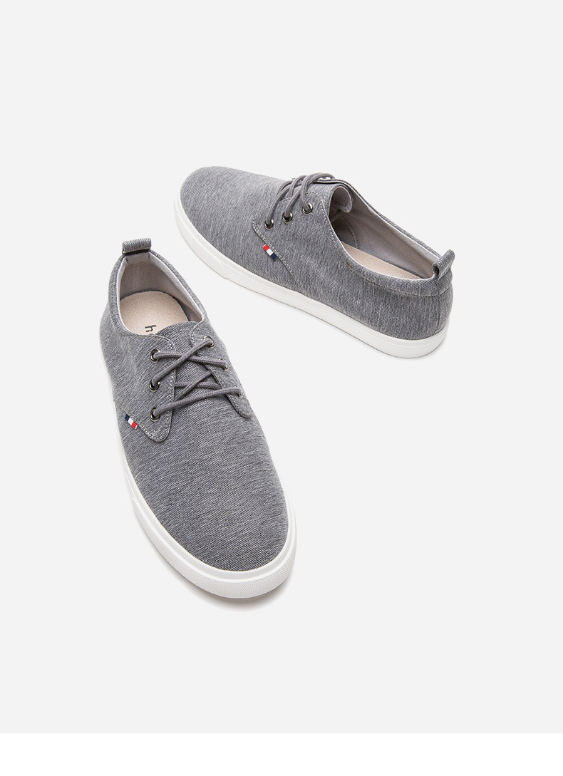 热风2018年春季新款潮流时尚男士系带休闲鞋纯色圆头布鞋h30m8118_7折