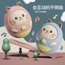 Childrens soothing kitten tumbler baby interactive music early education toy 0-1 years old boys and girls 3-6 months