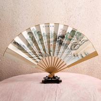 10 inch male fan hand-painted gift rice paper fan wenplay collection folding fan Mens fan small letter calligraphy gift bamboo folding fan