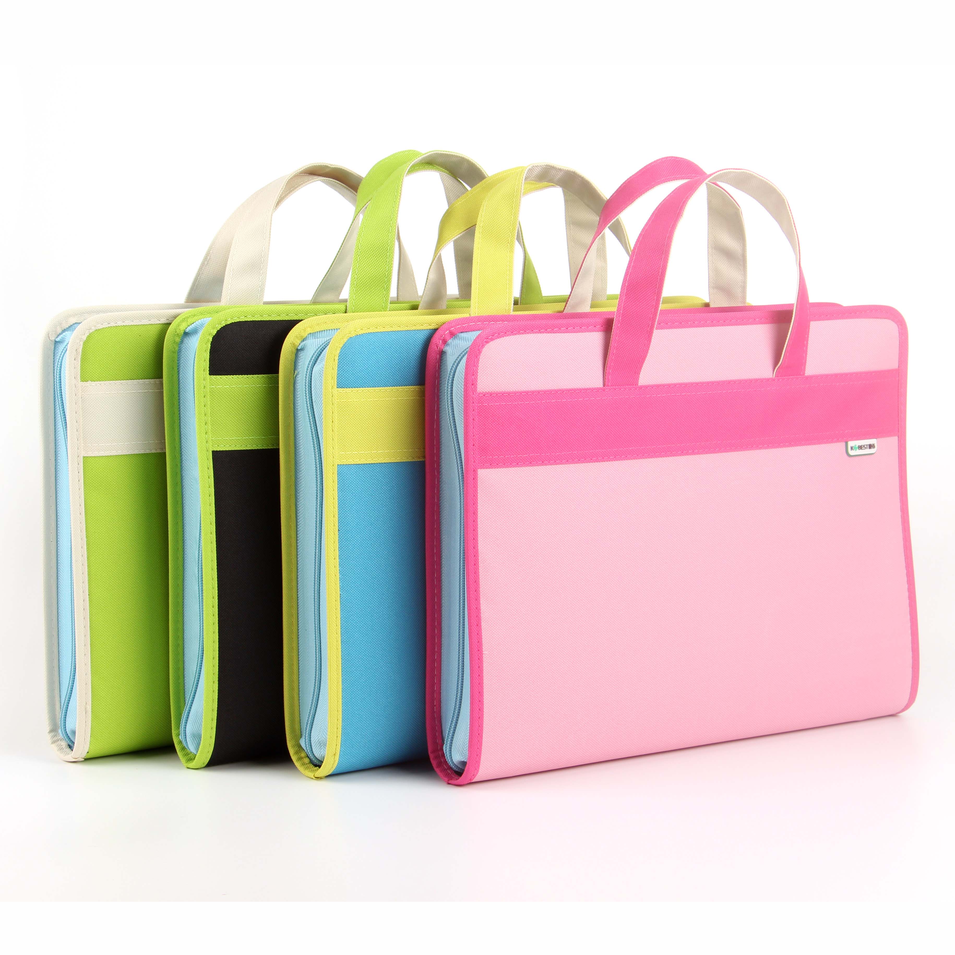 韩版小清新帆布手提风琴包试卷夹拉链收纳包男女学生a4文件袋多层_7折