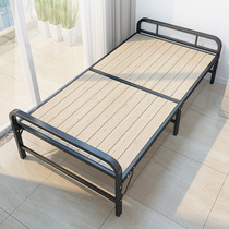 Folding bed home simple bed single bed rental house double multi-function reinforced solid wood iron frame bed portable bed