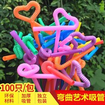 Bendable Art Straw Plastic Stretch Disposable Transparent Juice Beverage Food Grade Milk White Color Handmade