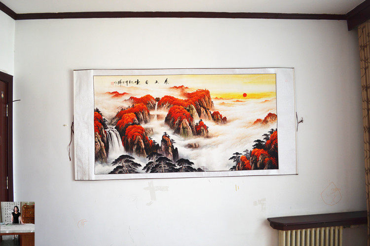 国画山水画风水画聚宝盆字画客厅装饰六尺横幅卷轴装裱送挂钩包邮