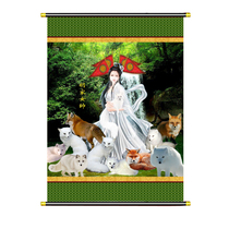 Fox Fairy Painting Landscape painting Qingqiu White Fox Nine Tails Hu Jia Female Shuai Di Xiantang Single print Hu Jia Xian Portrait