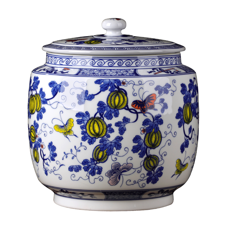 Jingdezhen ceramics antique blue and white porcelain tea storage jar snacks kitchen furnishing articles of Chinese style living room decoration