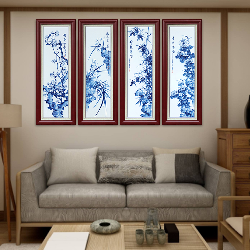 Jingdezhen ceramic masters hand - made by patterns porcelain plate painting archaize sitting room adornment picture four screen background wall hang a picture