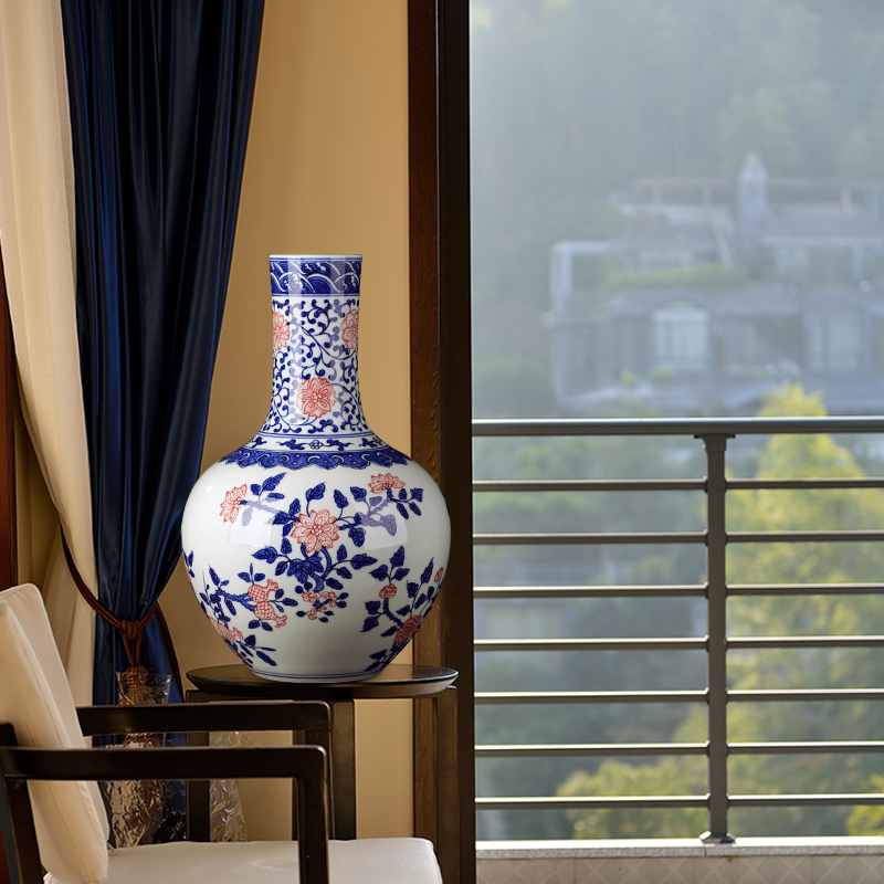 Jingdezhen ceramics glaze color antique hand - made under the blue and white porcelain vases, modern classical Chinese style household act the role ofing is tasted furnishing articles