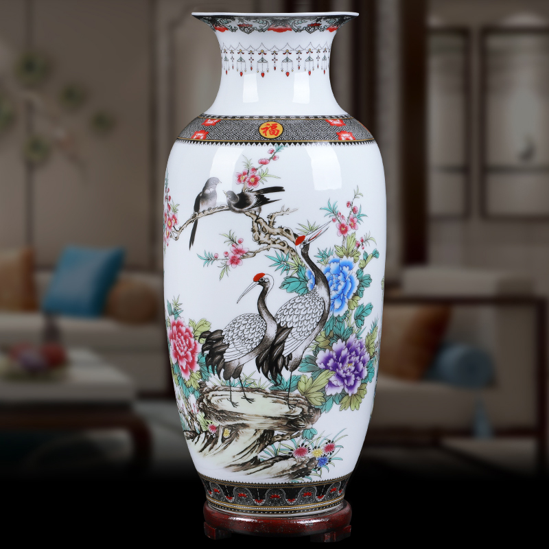 Large Chinese antique vase of jingdezhen ceramics powder enamel three - piece study wine sitting room adornment is placed