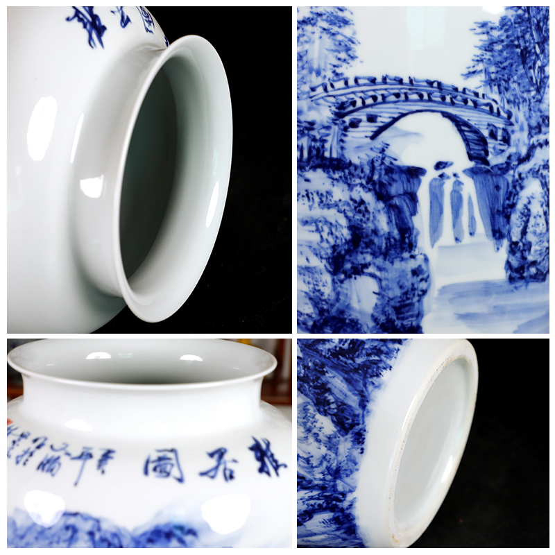 Jingdezhen ceramics hand - made of blue and white porcelain vase furnishing articles of new Chinese style living room home TV ark adornment arranging flowers