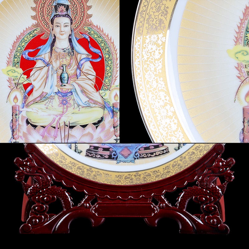 Jingdezhen ceramics gold Buddha like guanyin sitting room decorate dish hang dish by dish household furnishing articles and crafts