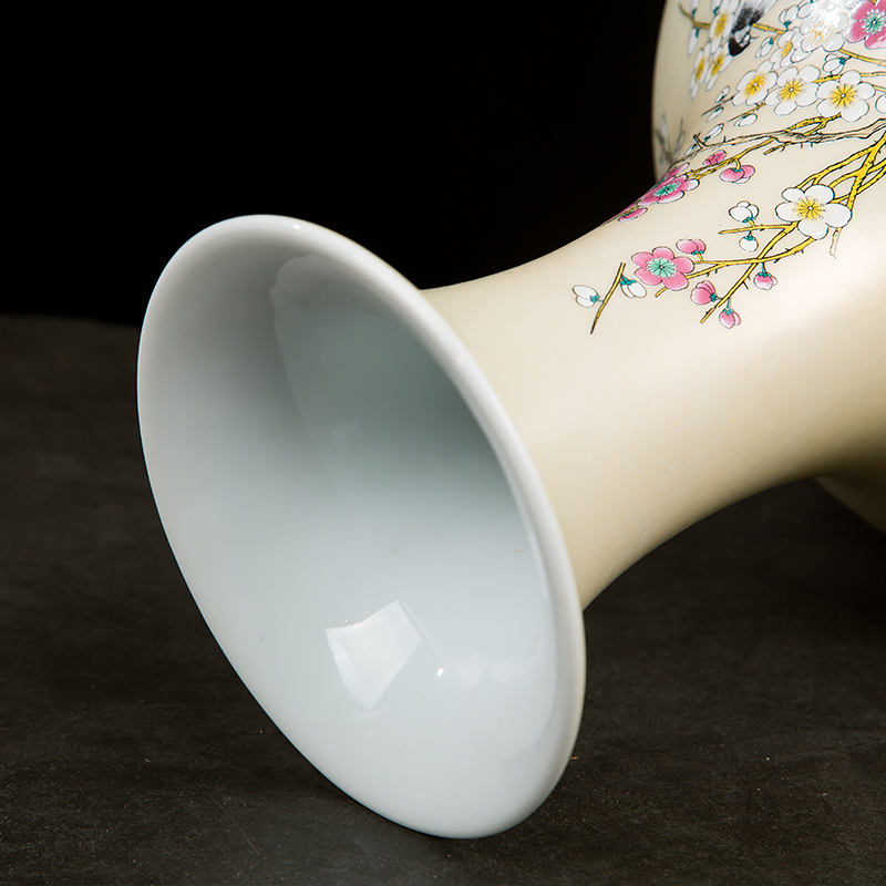 Jingdezhen ceramics powder enamel pay-per-tweet flower vase home sitting room place Chinese office decoration