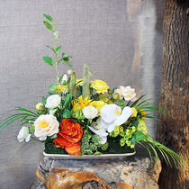 Living Room Xuanguan Cabinet Decoration Flower Simulation Flower Pendulum Pieces Dining Table Overall Flower Arrangement Simulation Flower Bench Silk Flowers Fake Flower Furnishing