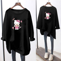 Pregnancy Womens Clothing Autumn Clothing Fashion Cartoon Pure Cotton Medium Long Paragraph Loose Increase Code Spring Autumn 2021 New Long Sleeve T-Shirt Woman