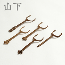 Japanese style anti-scalding cup holder Cup clip Bamboo teacup fork Natural hand-made tea fork Kung Fu tea set Chinese knot Teacup holder