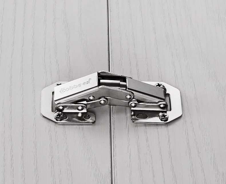 卡贝 免开孔铰链不开槽明装衣柜橱柜门桥型青蛙弹子缓冲液压合页