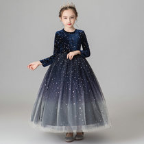 New girls long dress Princess Spring and Autumn Winter big children long sleeve dress long skirt little girl performance clothes