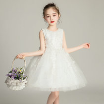 Childrens pink princess dress puffy dress sequined big girl dress white gauze skirt childrens dance performance dress