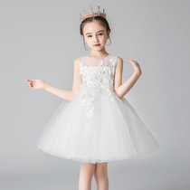Childrens summer dress baby sleeveless white gauze dress for girls
