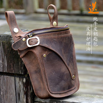 Original vintage horse leather running bag mens leather handmade cowhide sports locomotive bag small bag wearing Belt Mens bag Outdoor