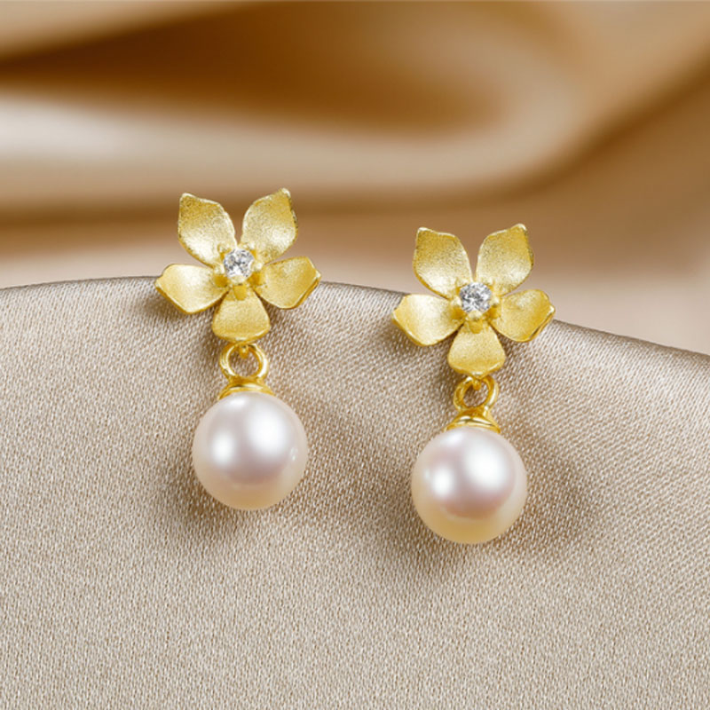 珍珠皇后格桑花s925银淡水珍珠耳坠