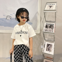 Cong childrens love printed T-shirt 2021 spring and summer boys and girls Korean loose short-sleeved bottoming shirt ins trend