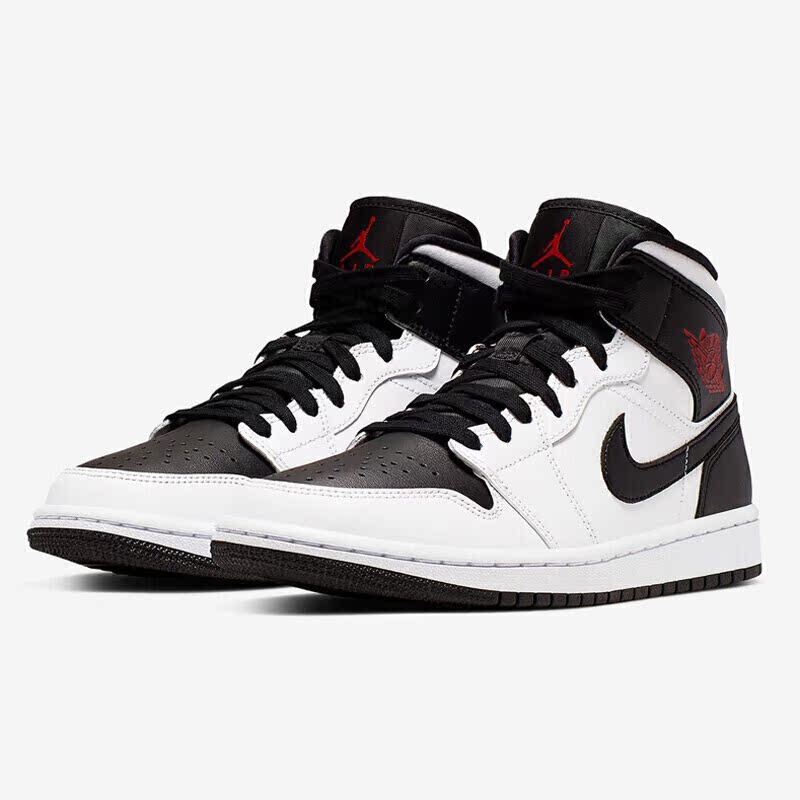 nike air jordan 1 aj1 mid 黑白反转黑脚趾熊猫篮球鞋bq6472-101