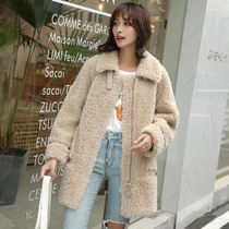 2021 winter sheep cut velvety fur coat with large size young and lamb fur integrated grain suede wool jacket