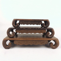 Red Wood Engraving Crafts Chicken Wings Wood Swing Piece Base Solid Wood Bay Rectangular Chic Stone Flower Pot Statue base