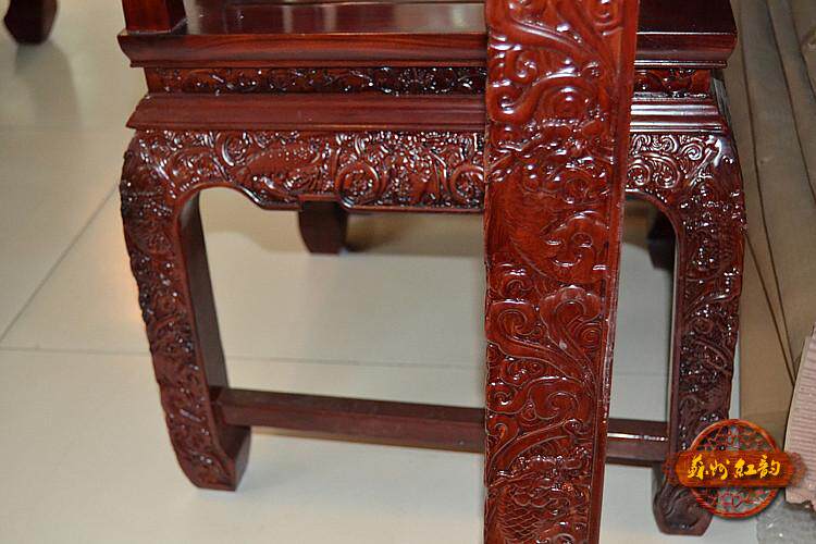 红古韵连天红红木家具非洲酸枝龙纹餐桌餐椅成套红木餐厅客厅家具