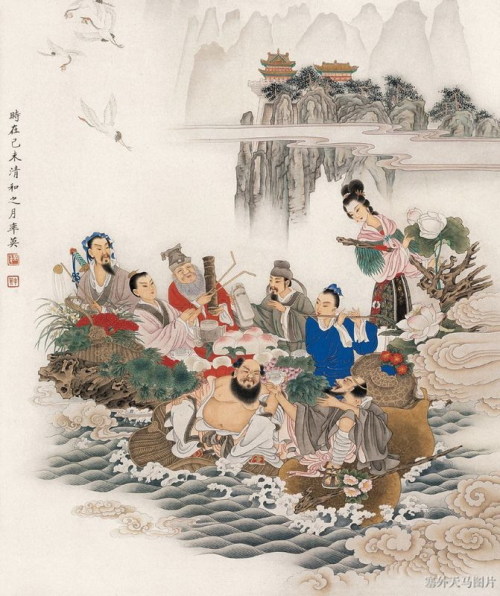 精准印花dmc十字绣套件客厅卧室画人物系列 八仙过海_7折现价214.4元