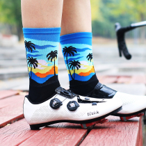 2022 New Riding Socks Bike Competitive breathable Sports Fitness Tropical Coconut style Cylinder Tide Socks