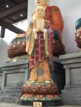 Factory direct resin FRP painted gold Buddha statue of a Buddha and two disciples Ananda Gaya Bodhisattva 2 meters high