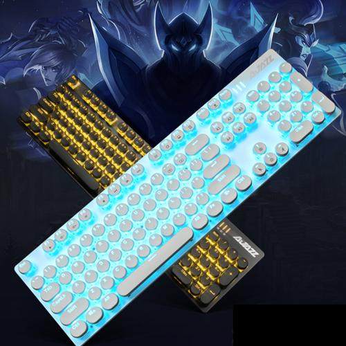 rk s108 圆键蒸汽复古朋克机械键盘 有线游戏电脑键盘 红茶黑青轴