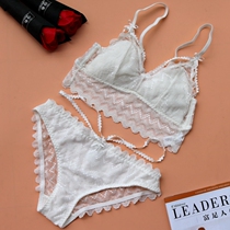 Style Underwear Sexy Lace Bra Hood No Steel Ring Girl Bra Light Thin Triangle Cup Anti-Bump Bra Suit