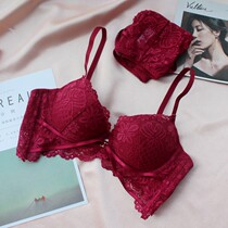 2021 autumn and winter models European and American lingerie female side collection of secondary milk with steel ring French type lace expleted breast to gather bra suit