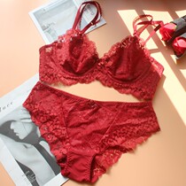 European and American lingerie Female Sensation Lace Bra Slim big breasted without sea cotton Large size SUPER SLIM BRA SUIT PURE COLOR