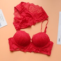 Style autumn winter style red lingerie womens lace bra comfortable and breathable upper and thin lower thick poly-woo bra suit