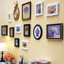 American country photo wall retro old European deer head photo frame hanging wall non-perforated restaurant solid wood decorative painting