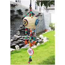 Yunnan characteristic ethnic style handmade wind chimes straw weaving Lijiang Dongba piggy bank Bell decoration wind chimes pendant ornaments