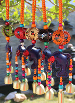Yunnan ethnic style pure handmade wind chimes cute cartoon painted Dongba small drum hanging wind chimes feature pendants