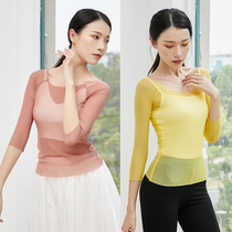 Classical ballet dance practice suit mesh round neck top Adult big childrens art examination bodybuilding physical exercise clothing base training