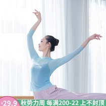 Ballet practice clothes body clothes gymnastics clothes adult female dance tops tight blouses perspective mesh clothes big children