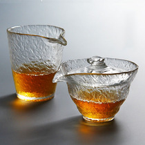 Japanese Handmade Thickened Heat-resistant Hammer Glass Cover Bowl Hand Grab Teamwork Cup Tea Set