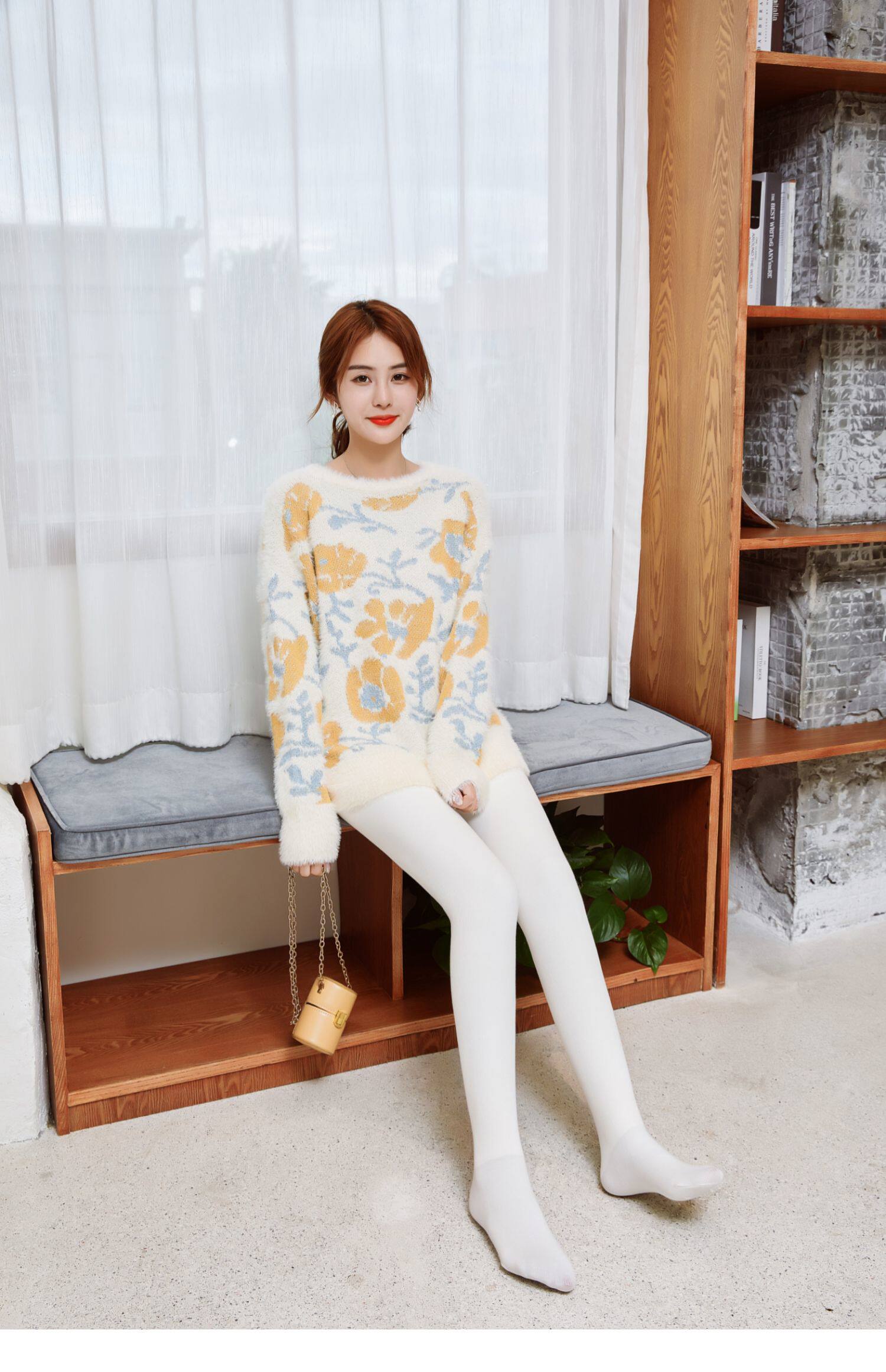 日系秋季白色丝袜加绒保暖打底裤冬天外穿厚连裤袜大人紧身长裤女