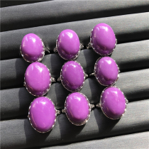 Year-end Qing cargo Purple Mica Pure Silver Egg Noodle Ring S925 Pure Silver Inlaid Y1052