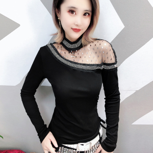 New Heavy Work Women’s T-shirt Long-sleeved Mesh Bottom Shirt