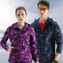 Outdoor soft shell jacket mens velvet single layer camouflage stormtrooper jacket Womens windproof waterproof warm sports mountaineering hiking jacket