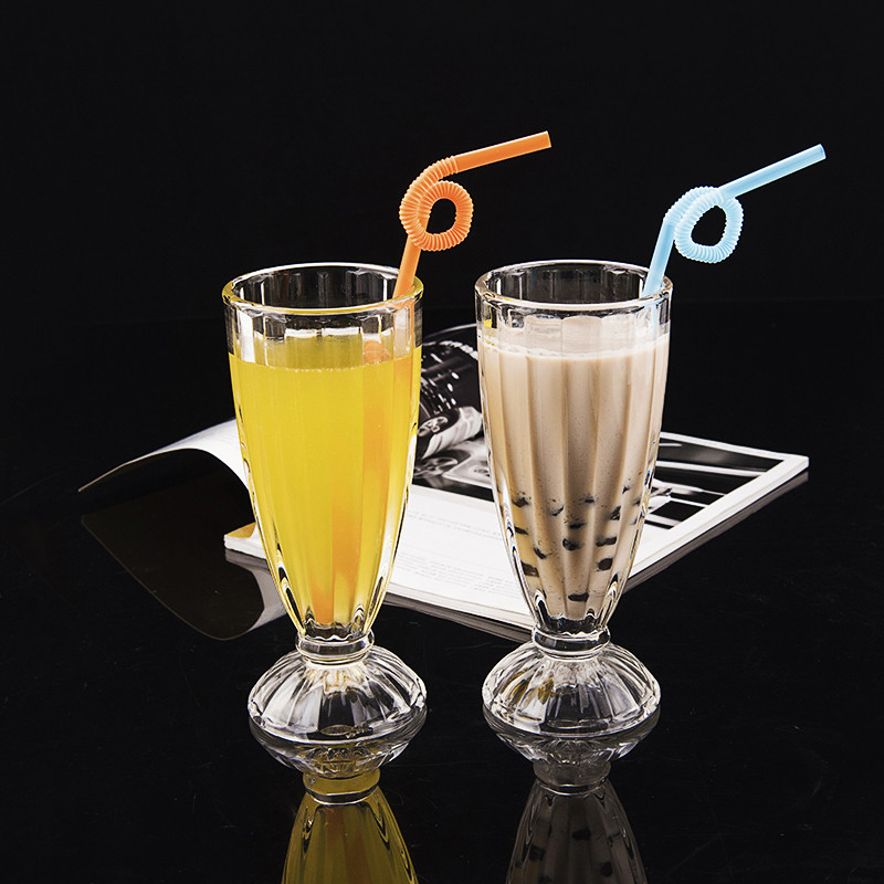 创意无铅玻璃奶茶杯加厚果汁杯冰淇淋杯耐热饮料杯啤酒杯子奶昔杯_不