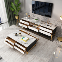 Light luxury Rock Board living room coffee table TV cabinet combination Nordic marble simple modern small apartment paint TV cabinet