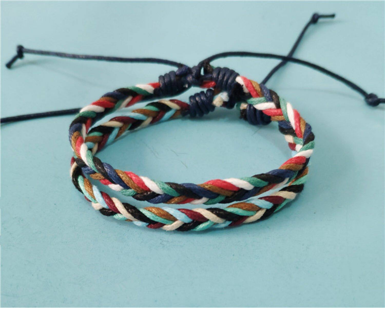 ins幻彩纯手工编织细手绳蜡绳韩版时尚简约幸运手链男女情侣手链